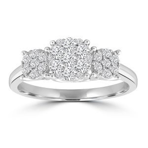 Diamond Cluster Ring with 0.5ct Diamonds in 18K White Gold
