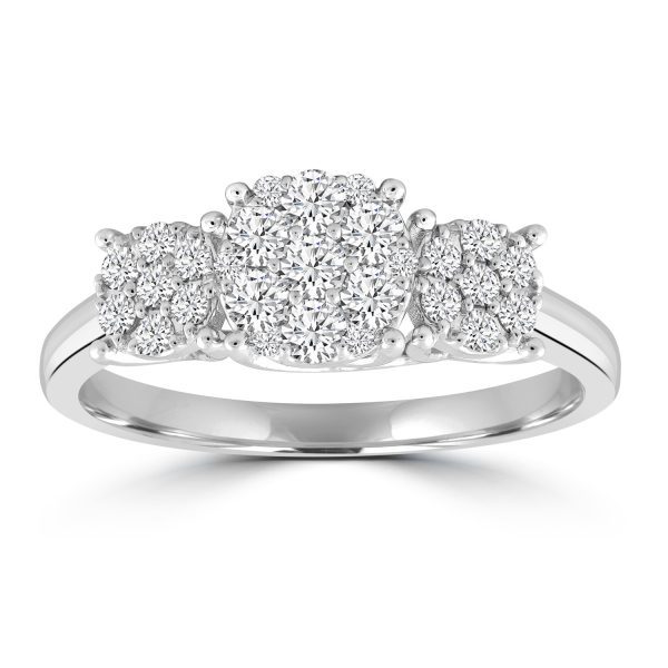 Diamond Cluster Ring with 0.5ct Diamonds in 18K White Gold