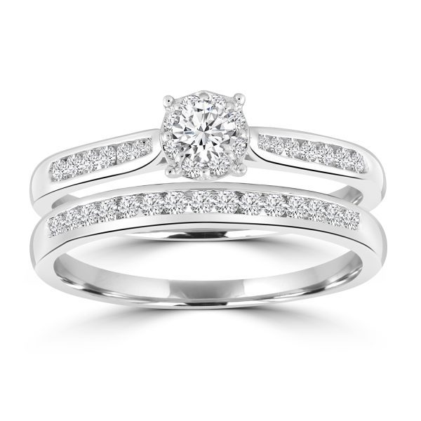 Solitaire Ring Set with 0.5ct Diamond In 9K White Gold