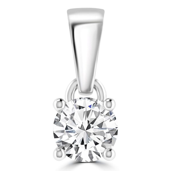 Diamond Solitaire Pendant with 0.25ct Diamonds in 18K White Gold