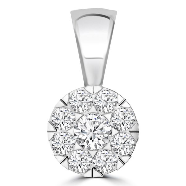 Cluster Diamond Pendant with 0.50ct Diamonds in 9K White Gold