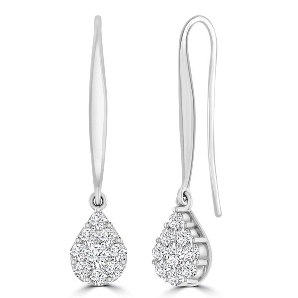 Tear Drop Hook Diamond Earrings with 0.33ct Diamonds in 9K White Gold