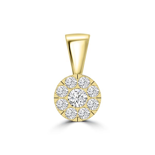 Cluster Diamond Pendant with 0.25ct Diamonds in 9K Yellow Gold