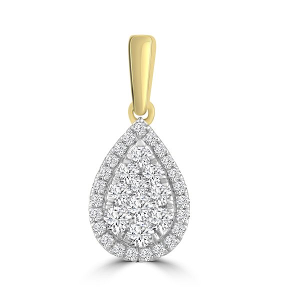 Pear Pendant with 0.25ct Diamond In 9K Yellow Gold