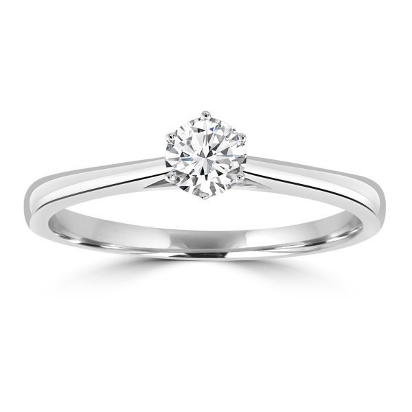 Diamond Solitaire Ring with 0.33ct Diamonds in 18K White Gold
