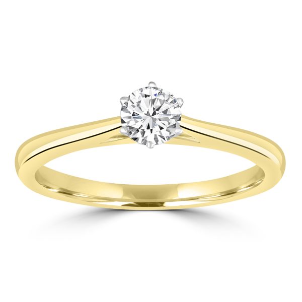 Diamond Solitaire Ring with 0.33ct Diamonds in 18K Yellow Gold