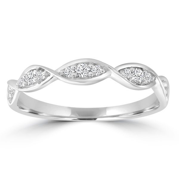 Twist Diamond Band Ring with 0.1ct Diamonds in 9K White Gold - Image 6