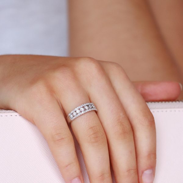 Tripple Diamond Row Ring with 0.5ct Diamonds in 9K Yellow Gold - Image 3