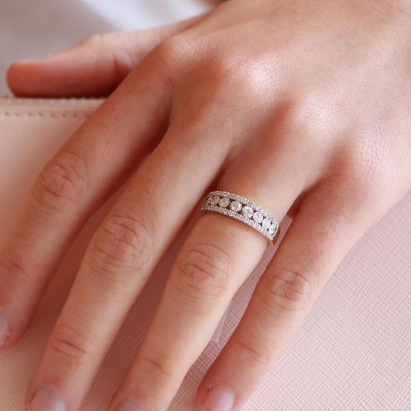 Tripple Diamond Row Ring with 0.5ct Diamonds in 9K Yellow Gold - Image 4