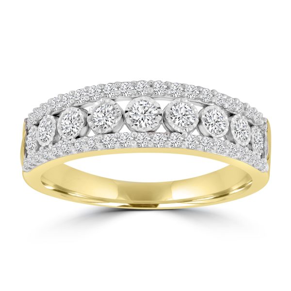 Tripple Diamond Row Ring with 0.5ct Diamonds in 9K Yellow Gold - Image 5