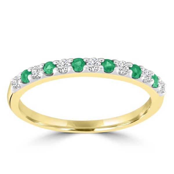Emerald Ring with 0.15ct Diamonds in 9K Yellow Gold