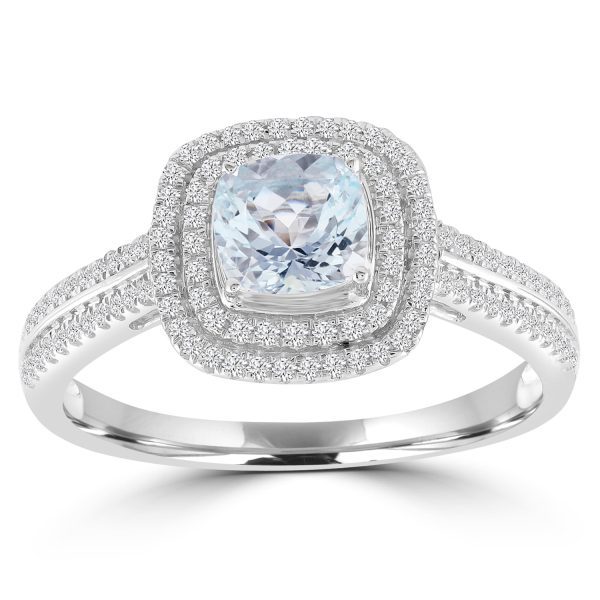 Aquamarine & Diamond Ring in 9K White Gold - Image 5