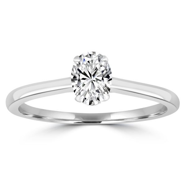 Oval Diamond Solitaire Ring with 0.5ct Diamonds in 9K White Gold - Image 3