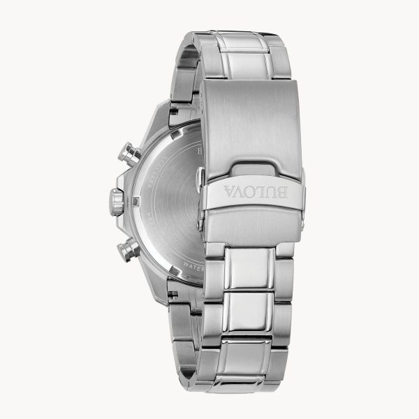 Bulova Men's Silver and Blue Chronograph Marine Star Watch 96A292 - Image 3
