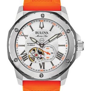 Bulova Men's Marine Star Series A Automatic Orange Watch 98A226