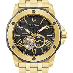Bulova Men's Black and Gold Marine Star Series A Automatic Watch 98A273