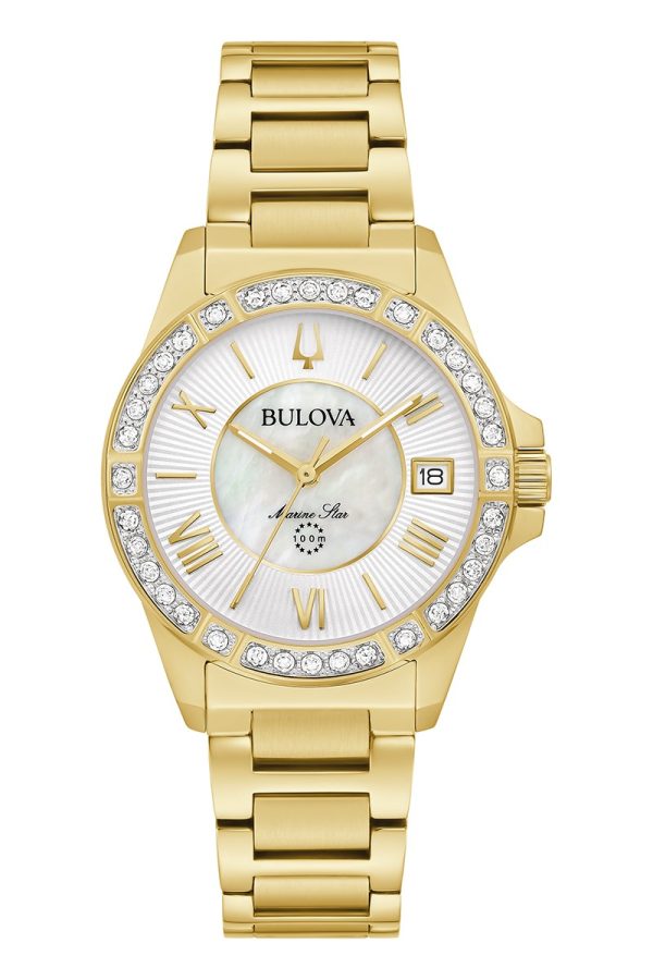 Bulova Women's Gold Mother of Pearl Marine Star Diamond Watch 98R294