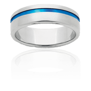 Titanium with blue groove 7mm band