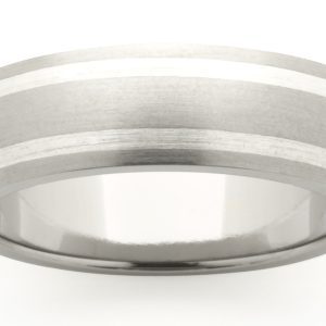 Titanium 7mm band with black centre inlay