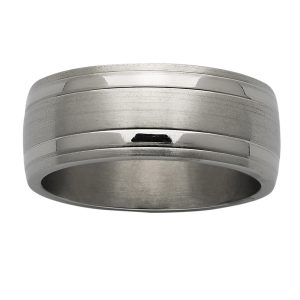 Sanded and polished wide domed Titanium 9mm ring