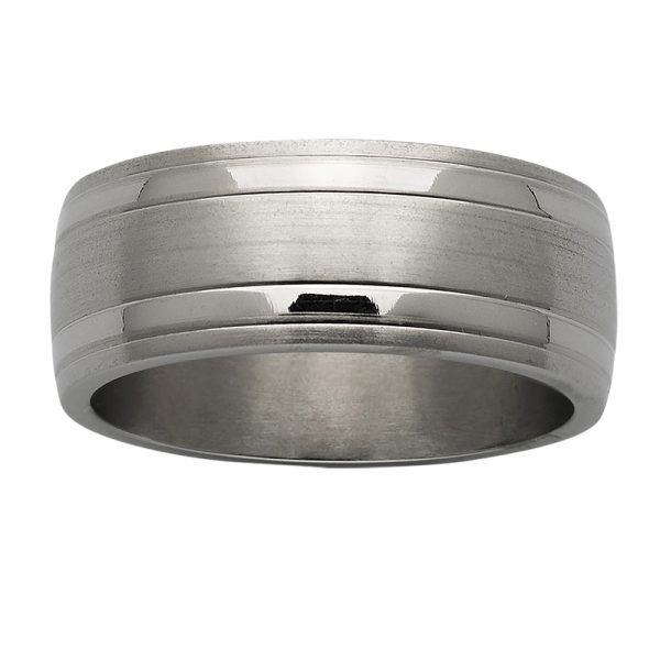 Sanded and polished wide domed Titanium 9mm ring