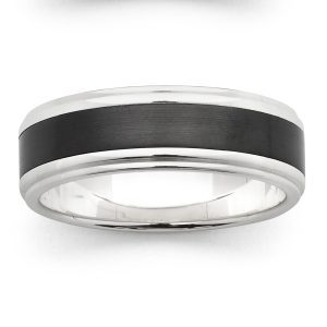 Men’s Sterling Silver Base with Black Zirconium Inlay