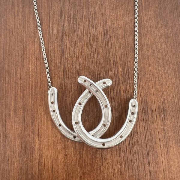 Equestrian | Sterling Silver Large Lucky Double Plain Horse Shoe Pendant