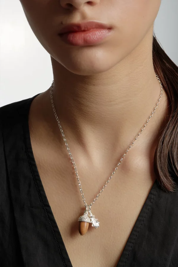 Karen Walker | Acorn With Wood Pendant Silver - Image 2