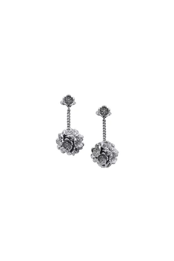 Karen Walker | Flower Ball Thread Earrings Silver