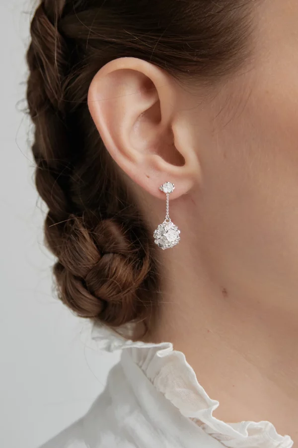 Karen Walker | Flower Ball Thread Earrings Silver - Image 2