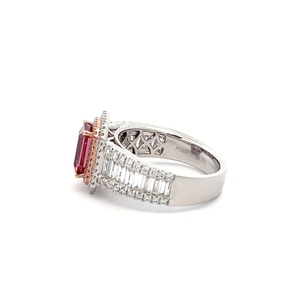 Pink Tourmaline & Pink Diamonds Platinum Ring - Image 5