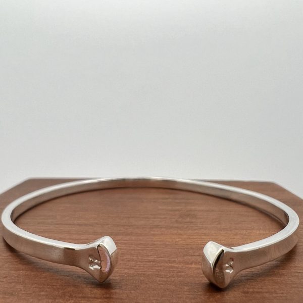 Equestrian | Sterling Silver Horse Nail Open Cuff Bangle