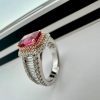Pink Tourmaline & Pink Diamonds Platinum Ring