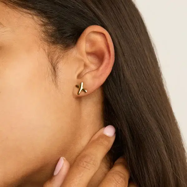 NAJO Gold Plated Cross Stud Earring - Image 2