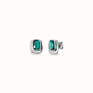 UNO de50 Stud Earrings with Green Crystal