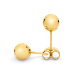 9ct Yellow Gold 5mm Round Ball Stud Earrings