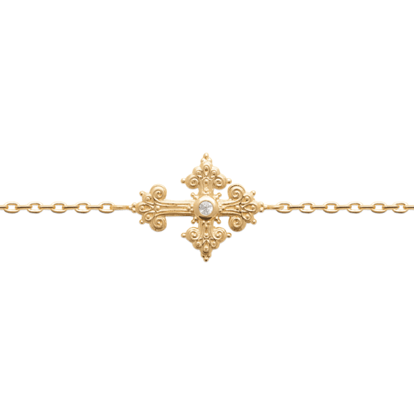 Lilly May | 18ct Yellow Plated Alloy CZ Cross Bracelet