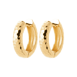 Lilly May | 18ct Yellow Plated Hammered Hoop Earrings