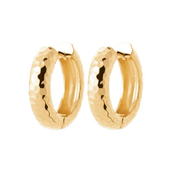 Lilly May | 18ct Yellow Plated Hammered Hoop Earrings