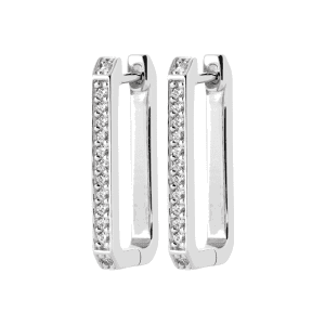 Lilly May | Sterling Silver CZ Claw Set Rectangle Hoop Earrings