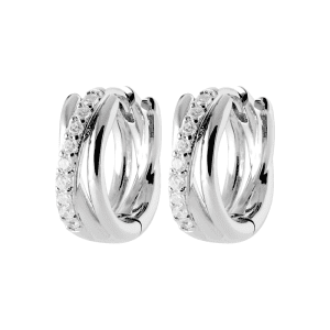 Lilly May | Sterling Silver CZ Claw Set Twist Med Hoop Earring