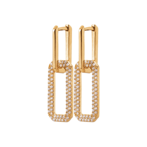 Lilly May | 18ct Yellow Plated CZ Double Claw Set Rectangle Drop Earrings