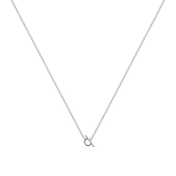 Lilly May | Sterling Silver CZ Tennis Chain with Fob Detail Necklace 45cm