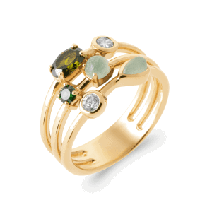 Lilly May | 18ct Yellow Plated SYN Gemstone Multi Shape Triple Ring
