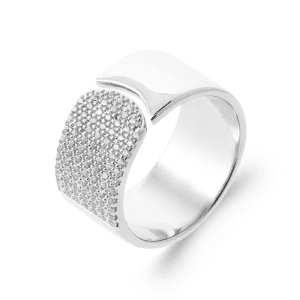 Lilly May | Sterling Silver CZ Pave Curve Wide Ring